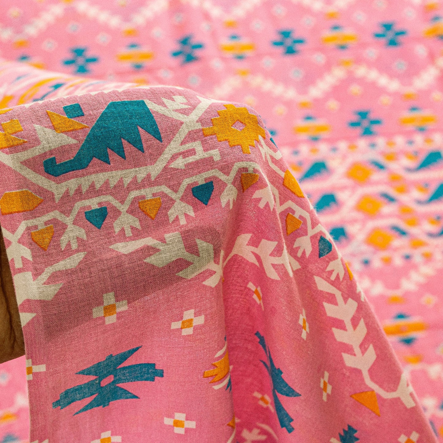 Sanskriti Vintage Sarees Baby Pink Pure Cotton Jamdani Printed 5+YD Dhaka Sari