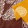 Sanskriti Vintage Sarees Yellow & Brown Pure Cotton Batik Work 5+YD Textile Sari