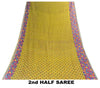 Sanskriti Vintage Sarees Green & Purple 100% Pure Cotton Floral Print 5+YD Sari