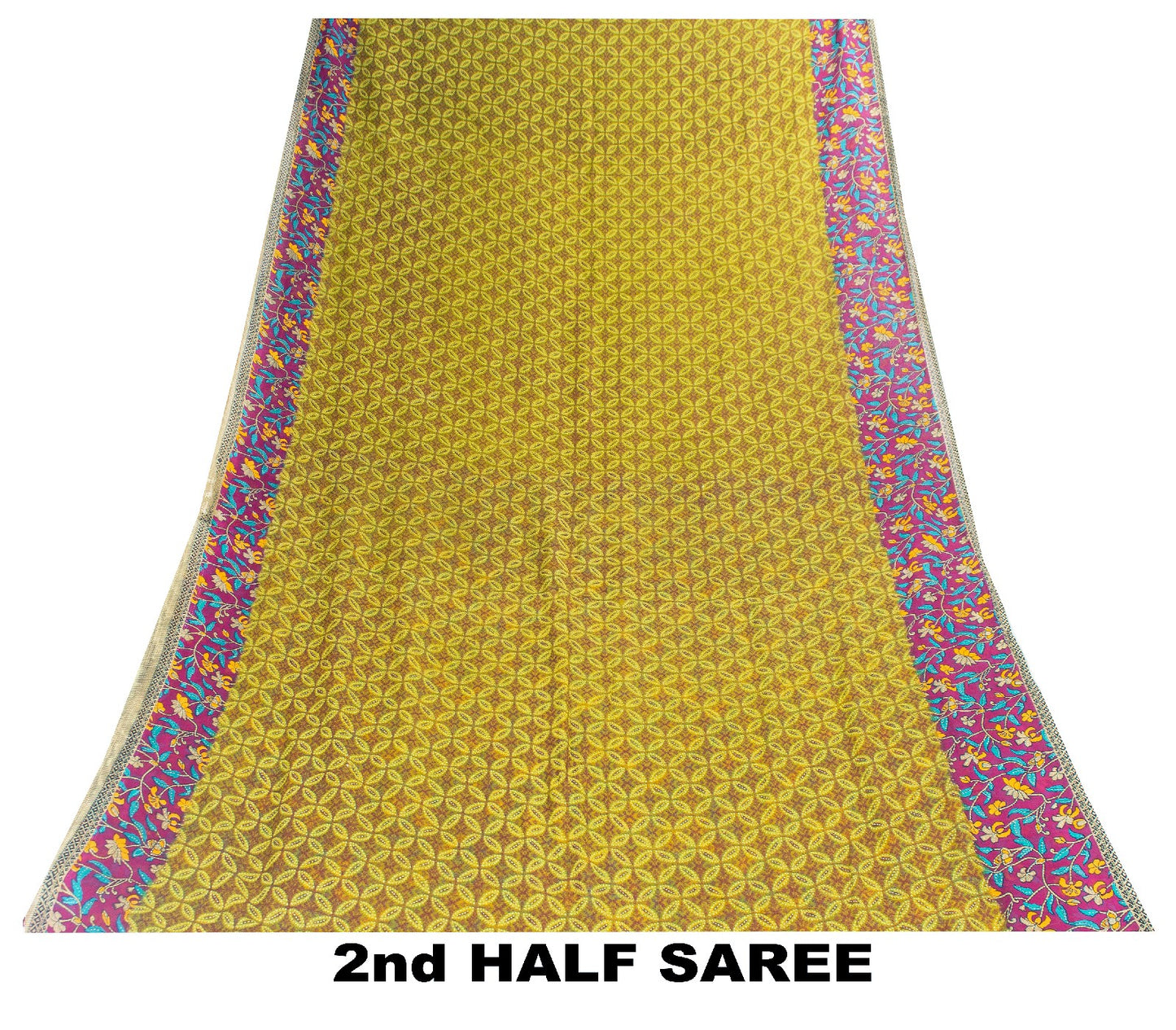 Sanskriti Vintage Sarees Green & Purple 100% Pure Cotton Floral Print 5+YD Sari