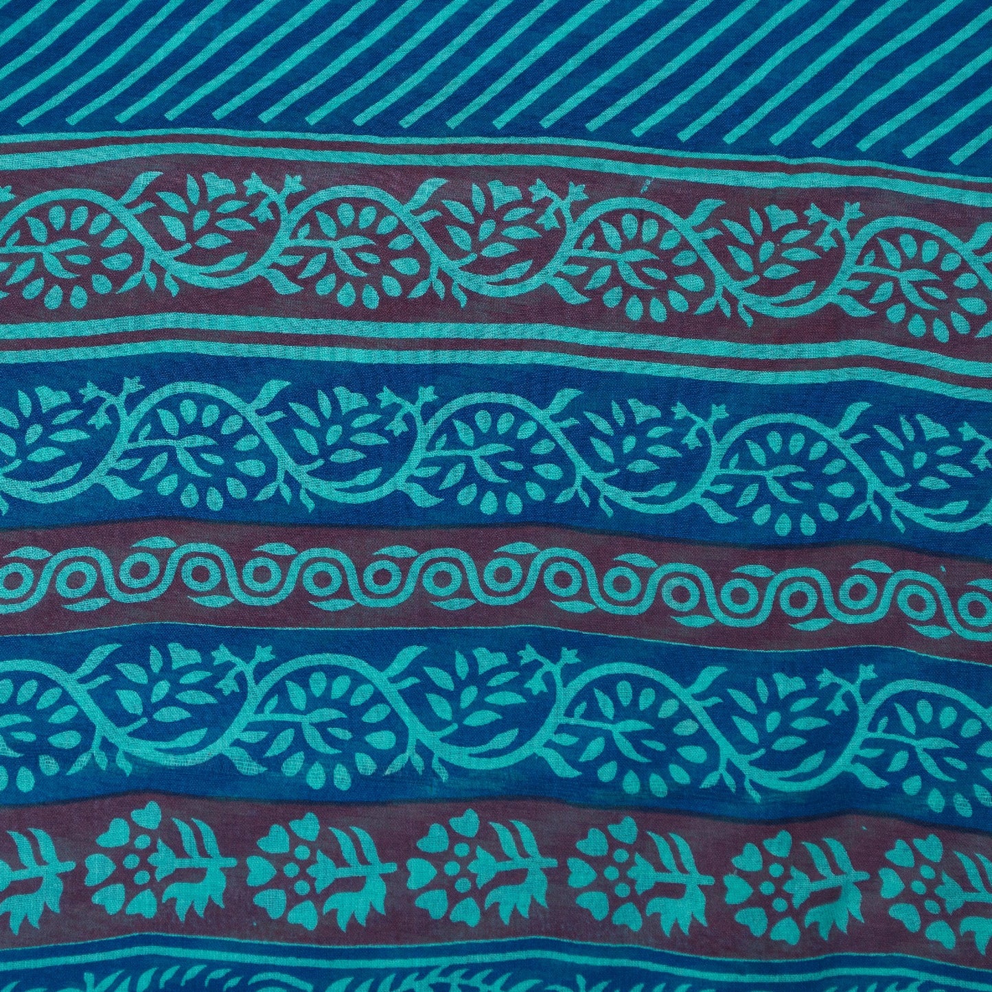 Sanskriti Vintage Saree Blue Saree 100% Pure Cotton Leheria Hand Block Printed Slating Lines 5+Yd Golden Woven Border Ecofriendly Sari