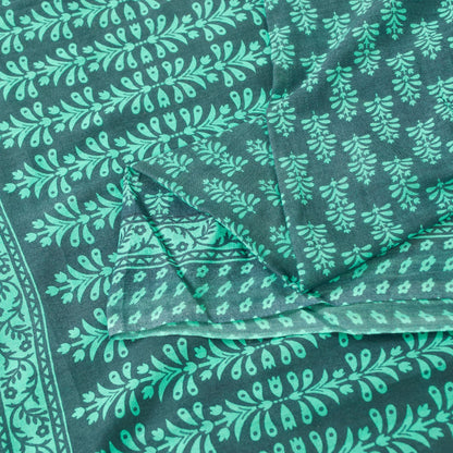 Sanskriti Vintage Sarees Blue Pure Cotton Hand Block Print Floral India5+YD Sari