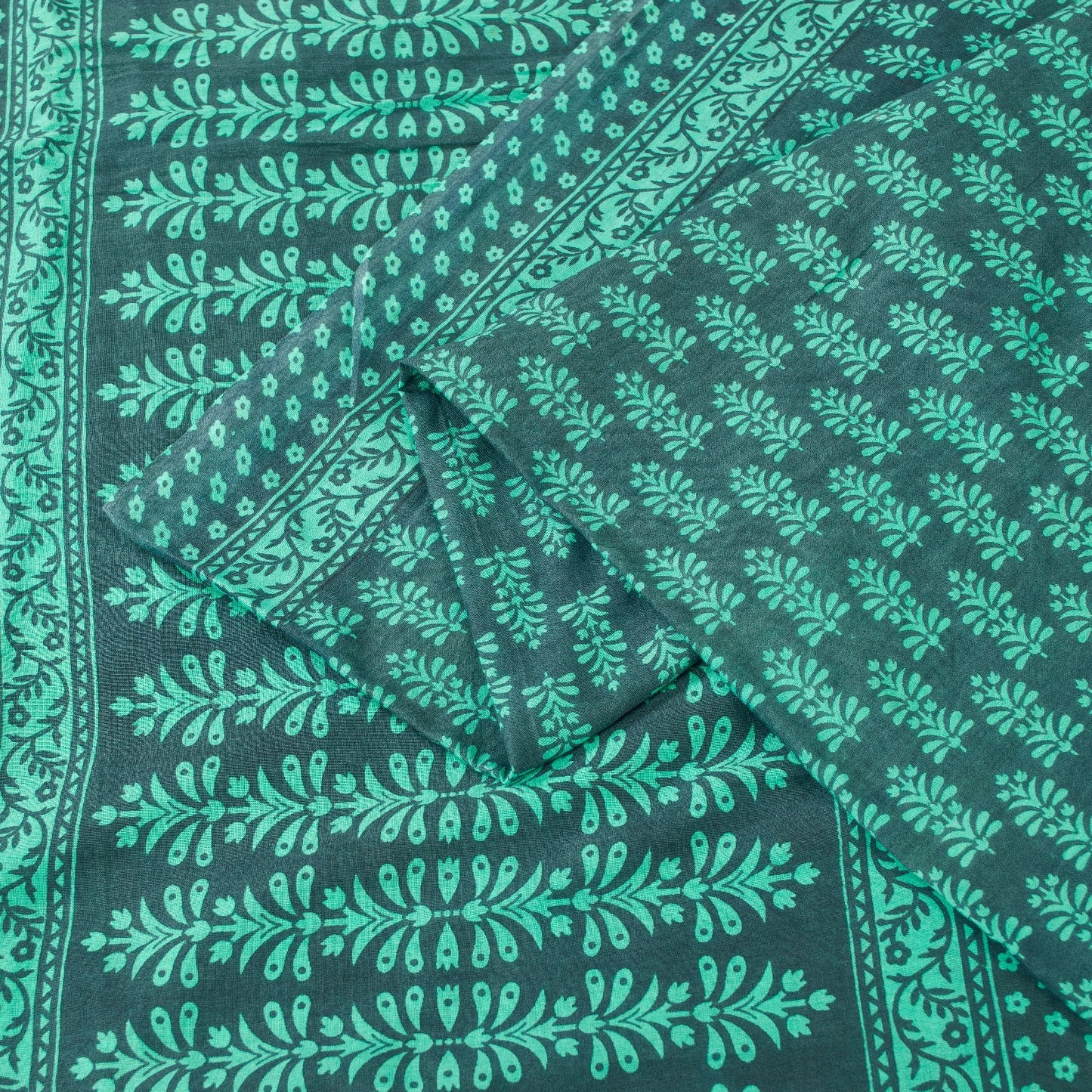 Sanskriti Vintage Sarees Blue Pure Cotton Hand Block Print Floral India5+YD Sari