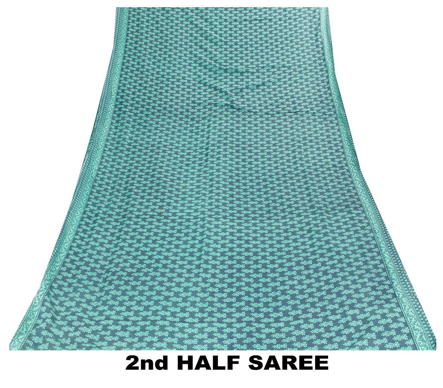 Sanskriti Vintage Sarees Blue Pure Cotton Hand Block Print Floral India5+YD Sari