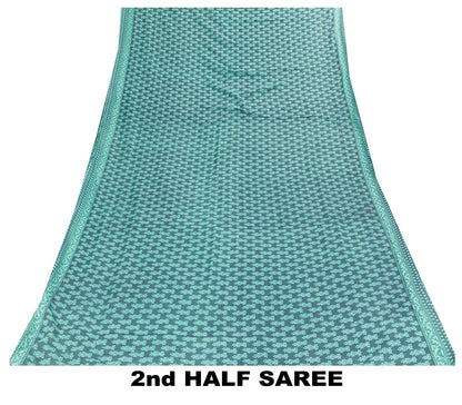 Sanskriti Vintage Sarees Blue Pure Cotton Hand Block Print Floral India5+YD Sari