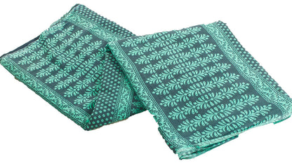 Sanskriti Vintage Sarees Blue Pure Cotton Hand Block Print Floral India5+YD Sari