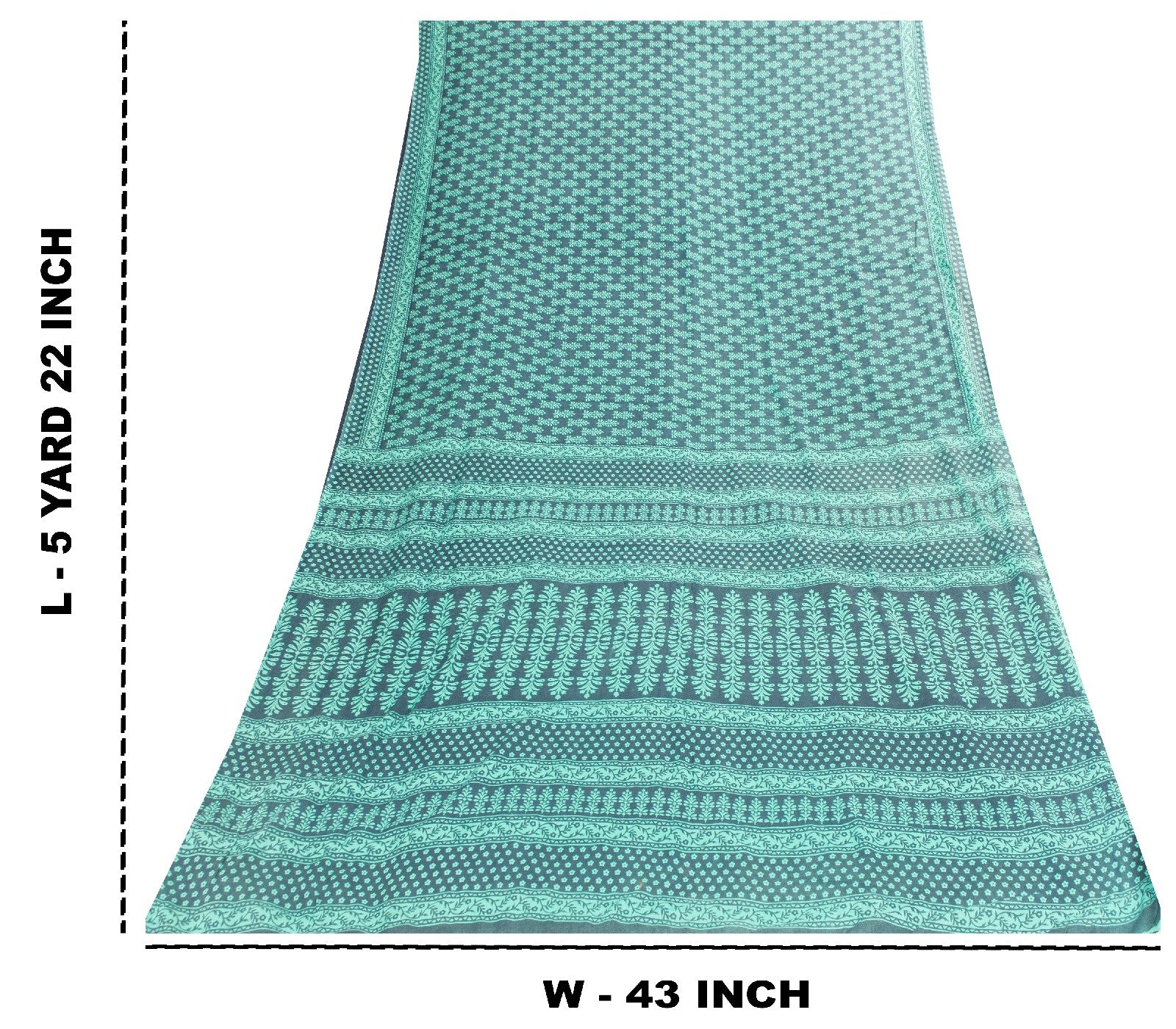 Sanskriti Vintage Saree Blue & Black 100% Pure Cotton Hand Block Printed Saree Floral India 5.5+Yd Sari For Crafting, Upcycling, Wearing