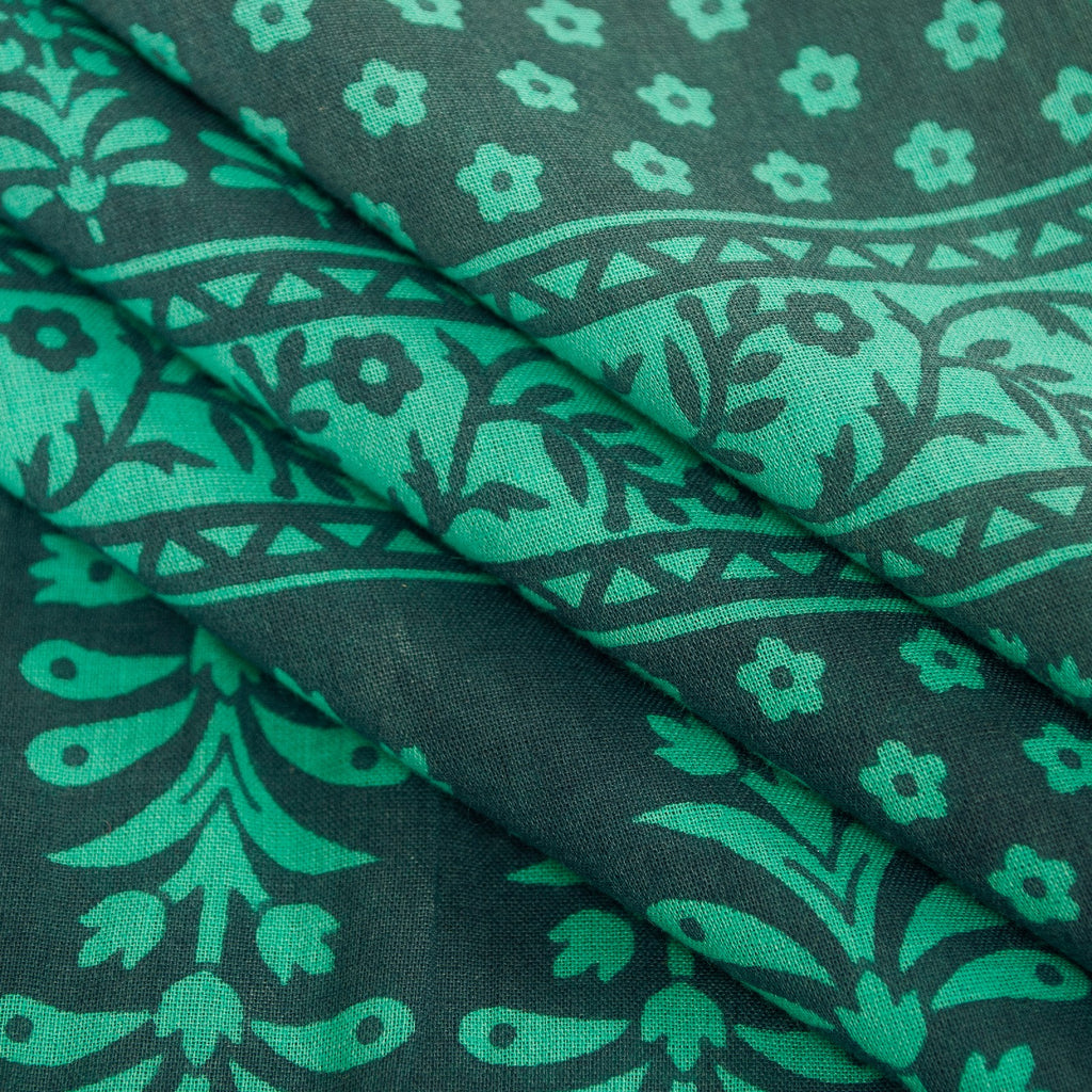 Sanskriti Vintage Sarees Blue Pure Cotton Hand Block Print Floral India5+YD Sari