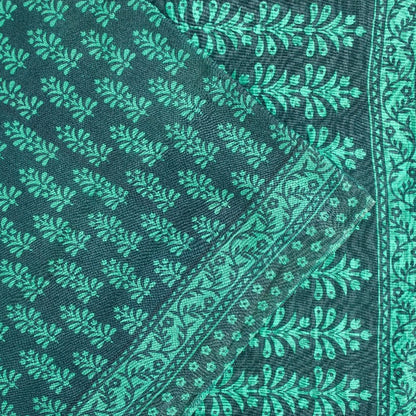 Sanskriti Vintage Sarees Blue Pure Cotton Hand Block Print Floral India5+YD Sari