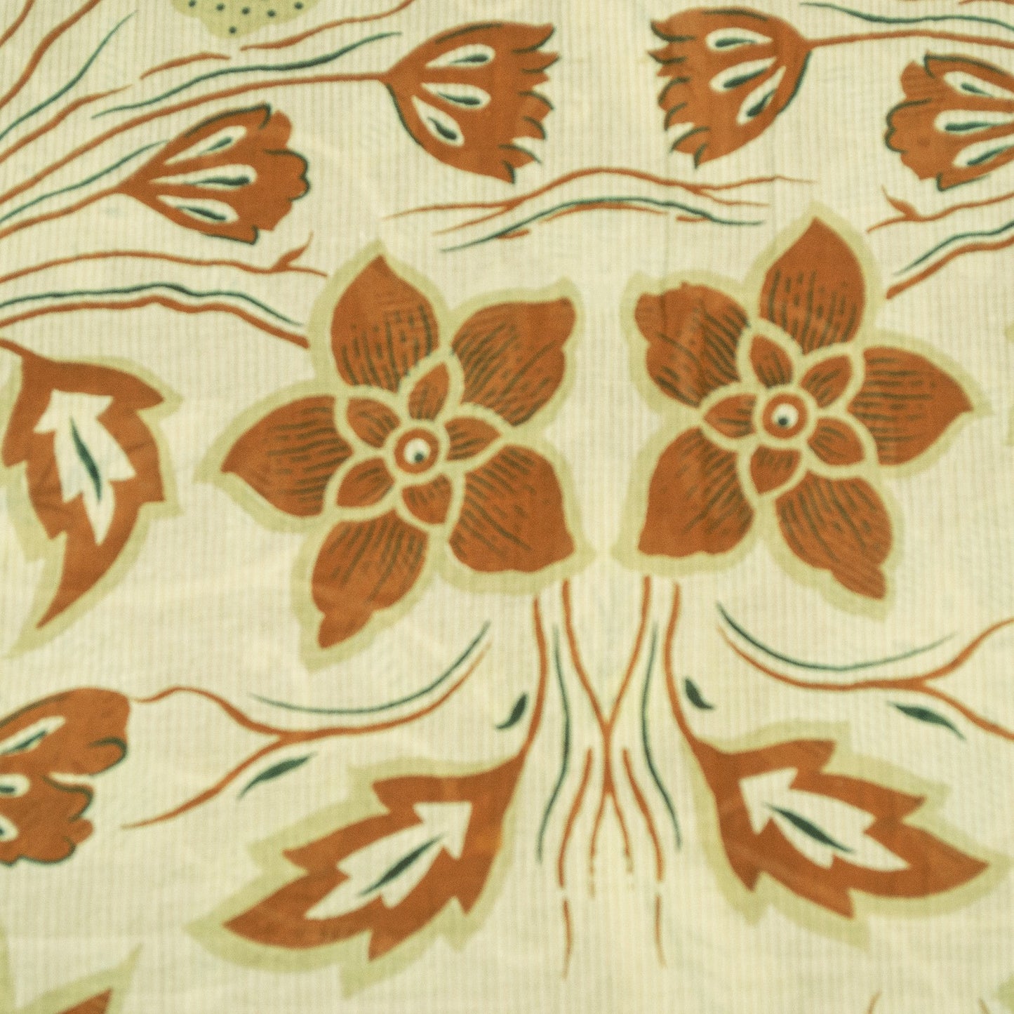 Sanskriti Vintage Sarees Brown Pure Cotton Floral Printed 5+YD Sari Boho Fabric