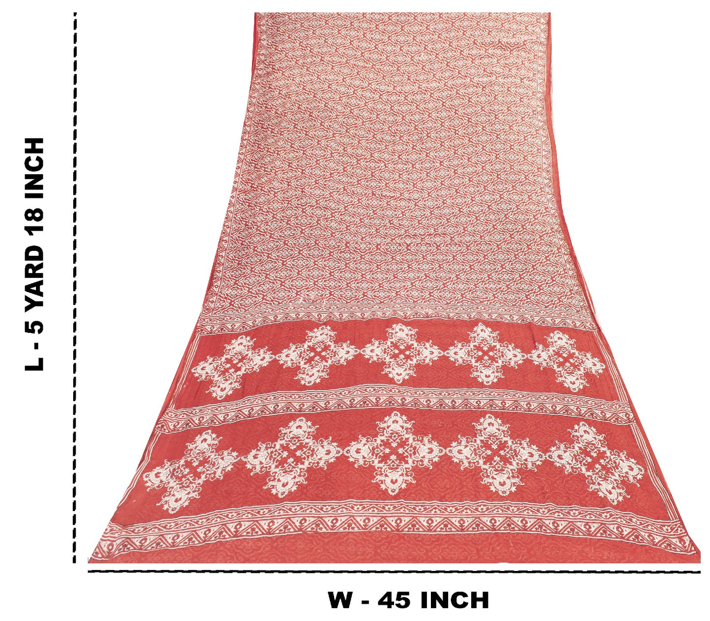 Sanskriti Vintage Sarees Red 100%Pure Cotton Floral Print 5+YD Sari For Crafters