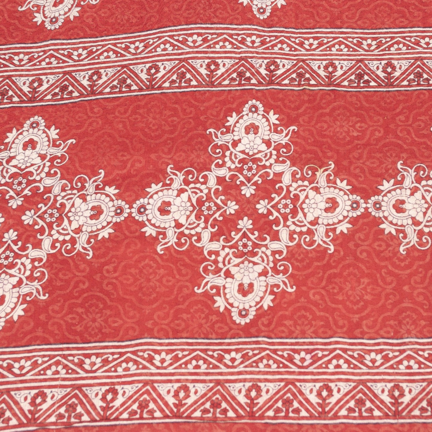 Sanskriti Vintage Sarees Red 100%Pure Cotton Floral Print 5+YD Sari For Crafters