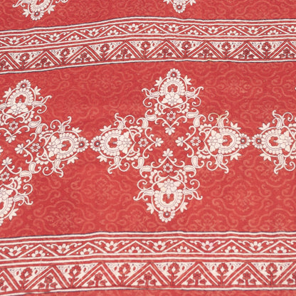 Sanskriti Vintage Sarees Red 100%Pure Cotton Floral Print 5+YD Sari For Crafters