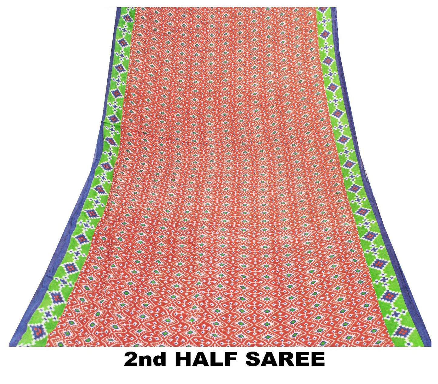 Sanskriti Vintage Sarees Red Pure Cotton Ikat Patola Geometric Printed 5+YD Sari