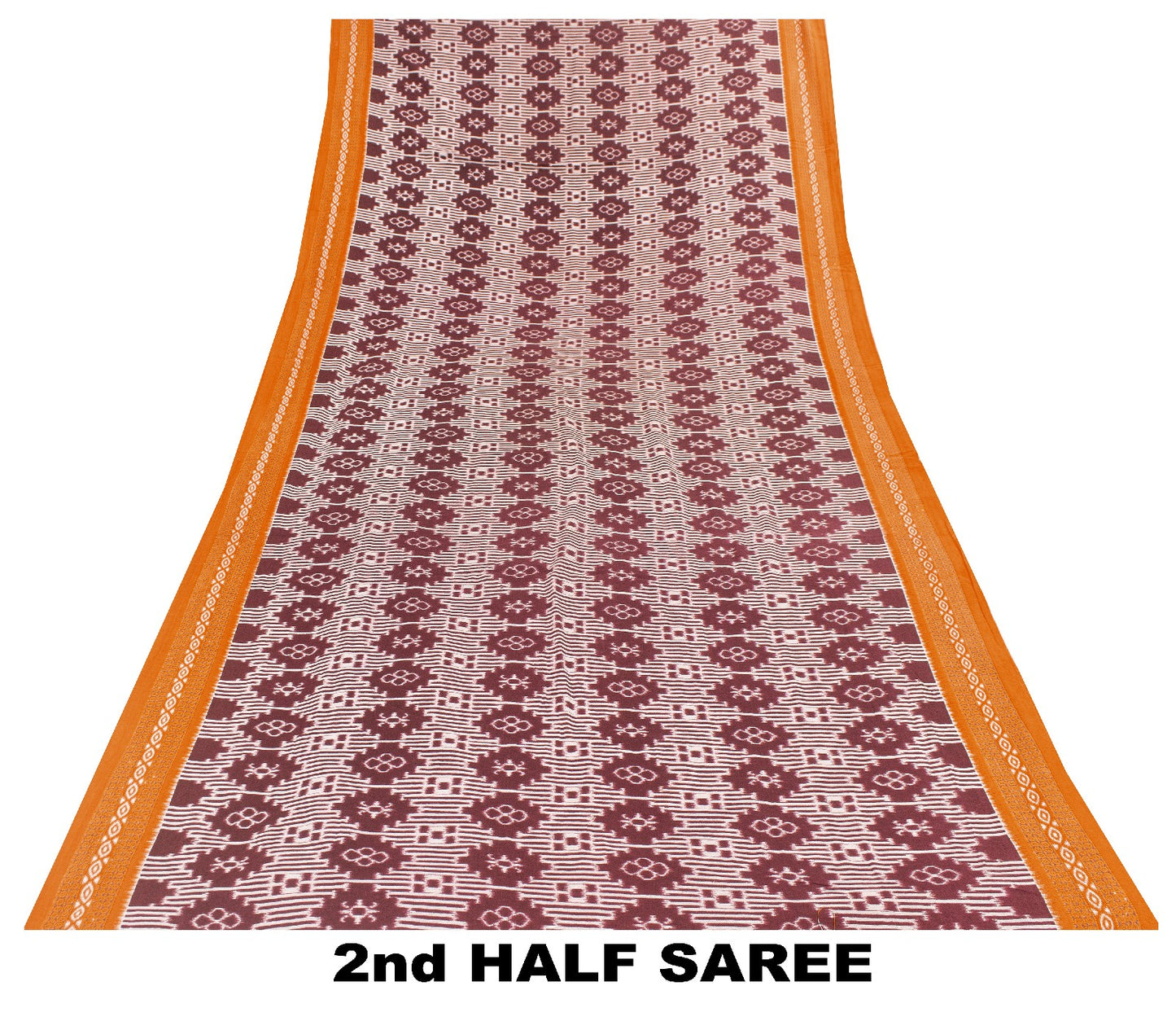 Sanskriti Vintage Sarees Dark Red 100%Pure Cotton Geometric Ikat Print 5+YD Sari