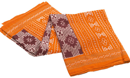 Sanskriti Vintage Sarees Dark Red 100%Pure Cotton Geometric Ikat Print 5+YD Sari