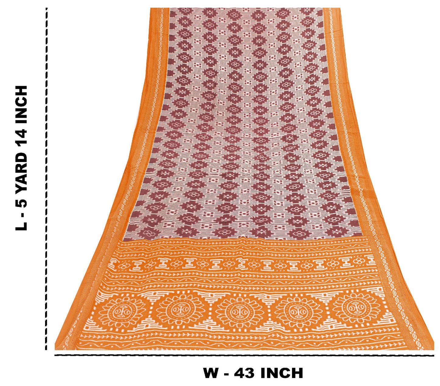 Sanskriti Vintage Sarees Dark Red 100%Pure Cotton Geometric Ikat Print 5+YD Sari
