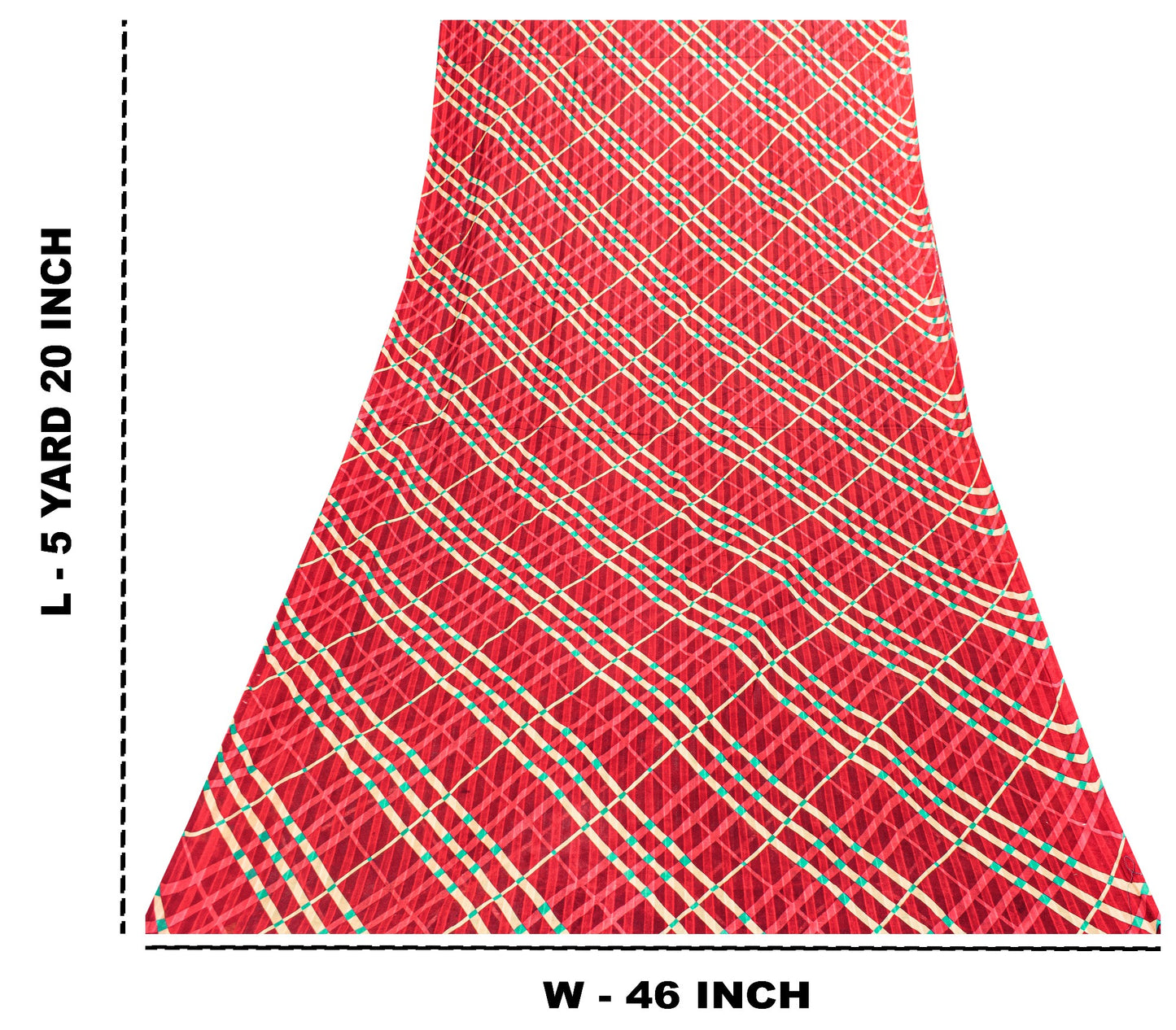 Sanskriti Vintage Red-Green Pure Cotton Sarees 5.5YD Fabric Geometric Print Sari