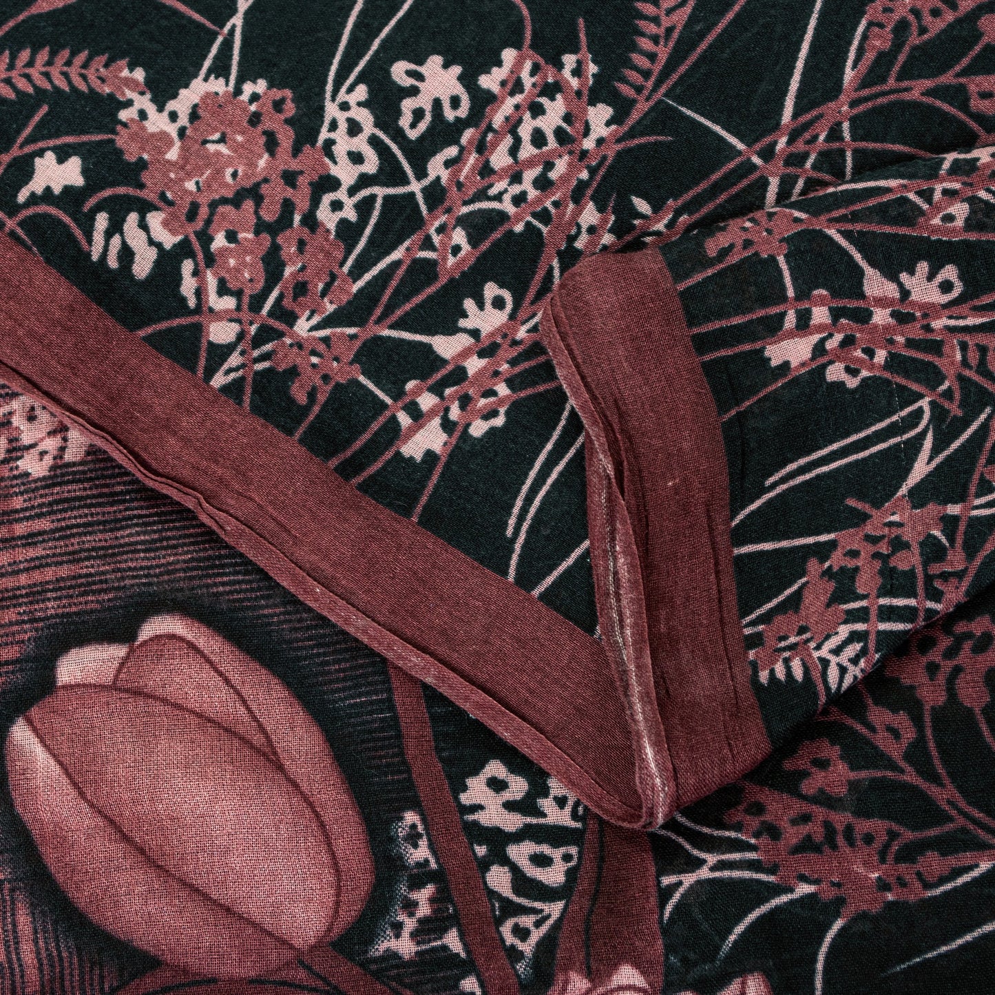 Sanskriti Vintage Black & Pink Pure Cotton Sarees Fabric 5+YD Digital Print Sari