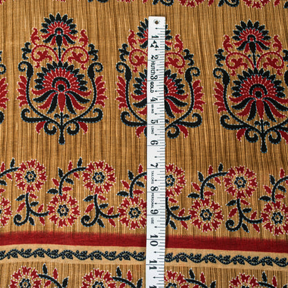 Sanskriti Vintage Black & Brown Pure Cotton Sarees Fabric 5+YD Floral Print Sari