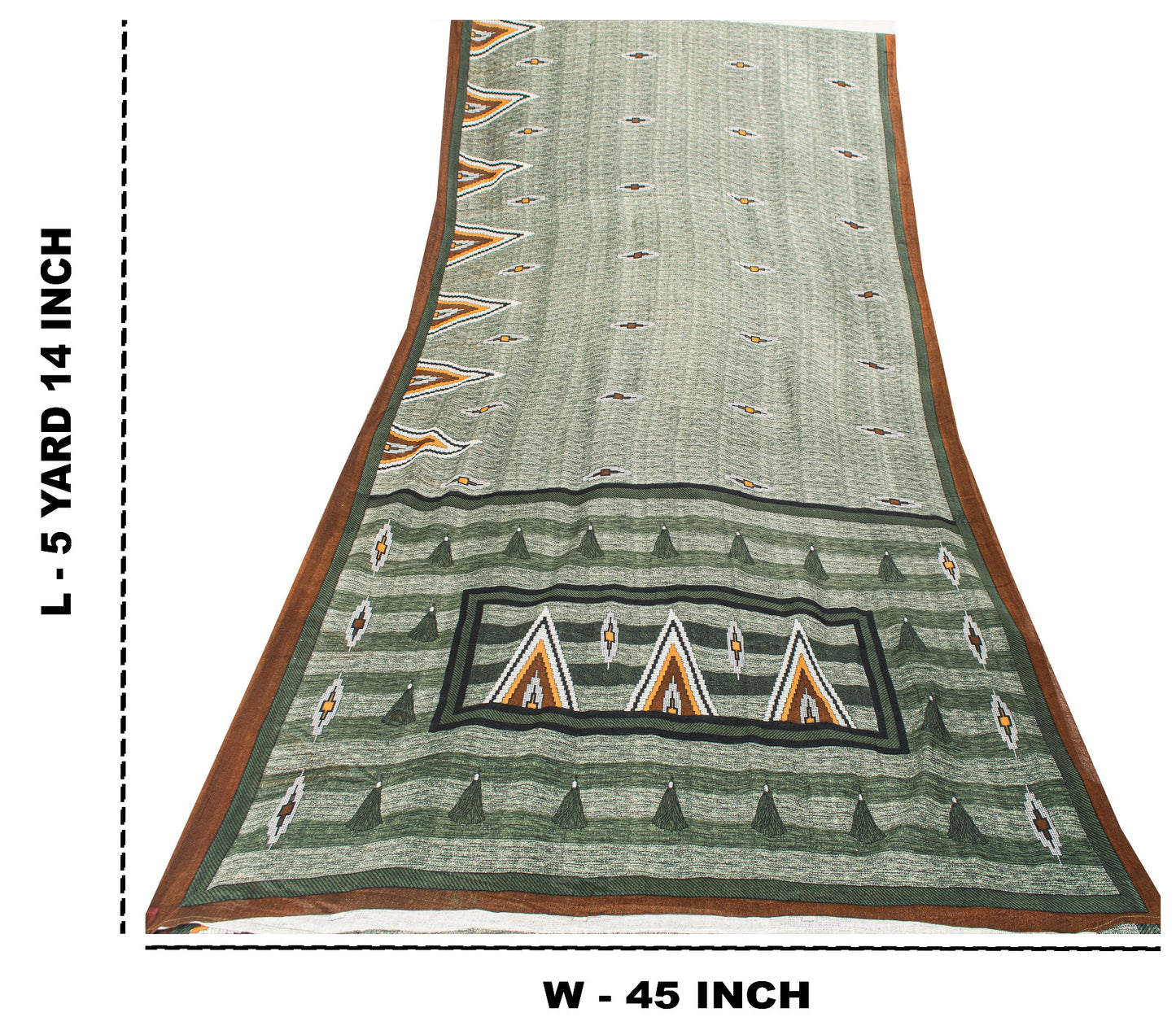 Sanskriti Vintage Green 100% Pure Cotton Sarees 5+YD Fabric Geometric Print Sari