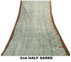 Sanskriti Vintage Green 100% Pure Cotton Sarees 5+YD Fabric Geometric Print Sari