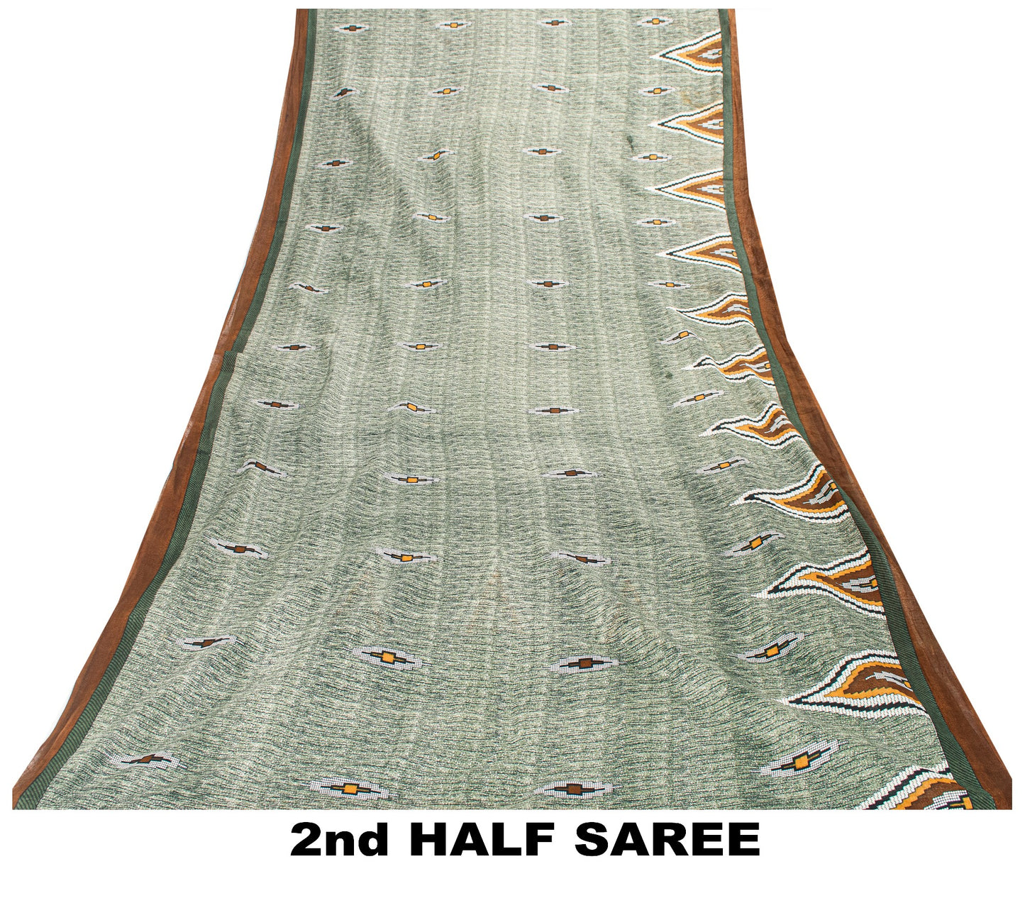 Sanskriti Vintage Green 100% Pure Cotton Sarees 5+YD Fabric Geometric Print Sari