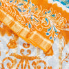 Sanskriti Vintage Blue-Orange Pure Cotton Sarees Bandhani Batik Print 5YD Fabric