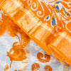 Sanskriti Vintage Blue-Orange Pure Cotton Sarees Bandhani Batik Print 5YD Fabric