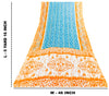 Sanskriti Vintage Blue-Orange Pure Cotton Sarees Bandhani Batik Print 5YD Fabric