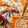 Sanskriti Vintage Blue-Orange Pure Cotton Sarees Bandhani Batik Print 5YD Fabric