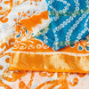 Sanskriti Vintage Blue-Orange Pure Cotton Sarees Bandhani Batik Print 5YD Fabric