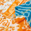 Sanskriti Vintage Blue-Orange Pure Cotton Sarees Bandhani Batik Print 5YD Fabric