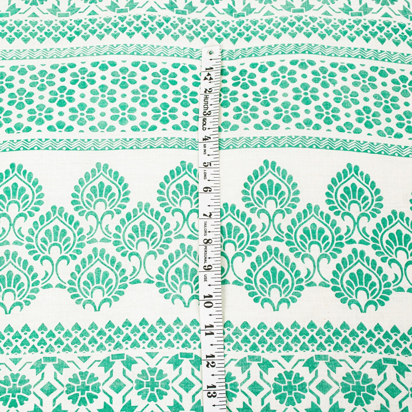 Sanskriti Vintage Green-White Pure Cotton Sarees 5.5+YD Fabric Hand Block Print