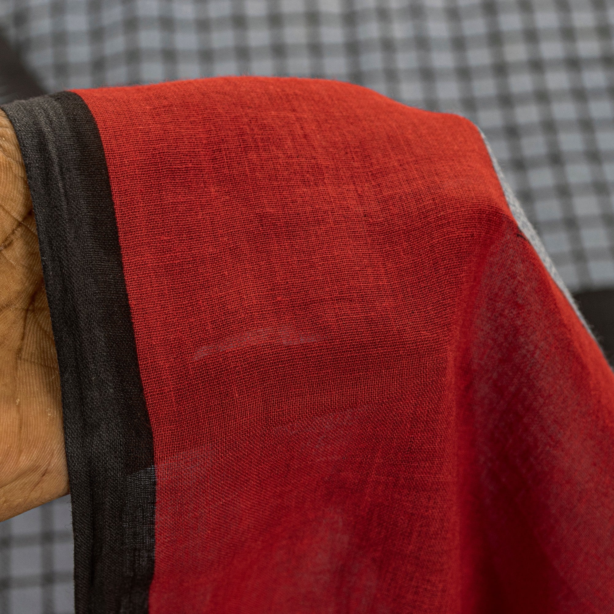 Sanskriti Vintage Gray-Black Pure Cotton Sarees 5.5+YD Fabric Geometric Printed