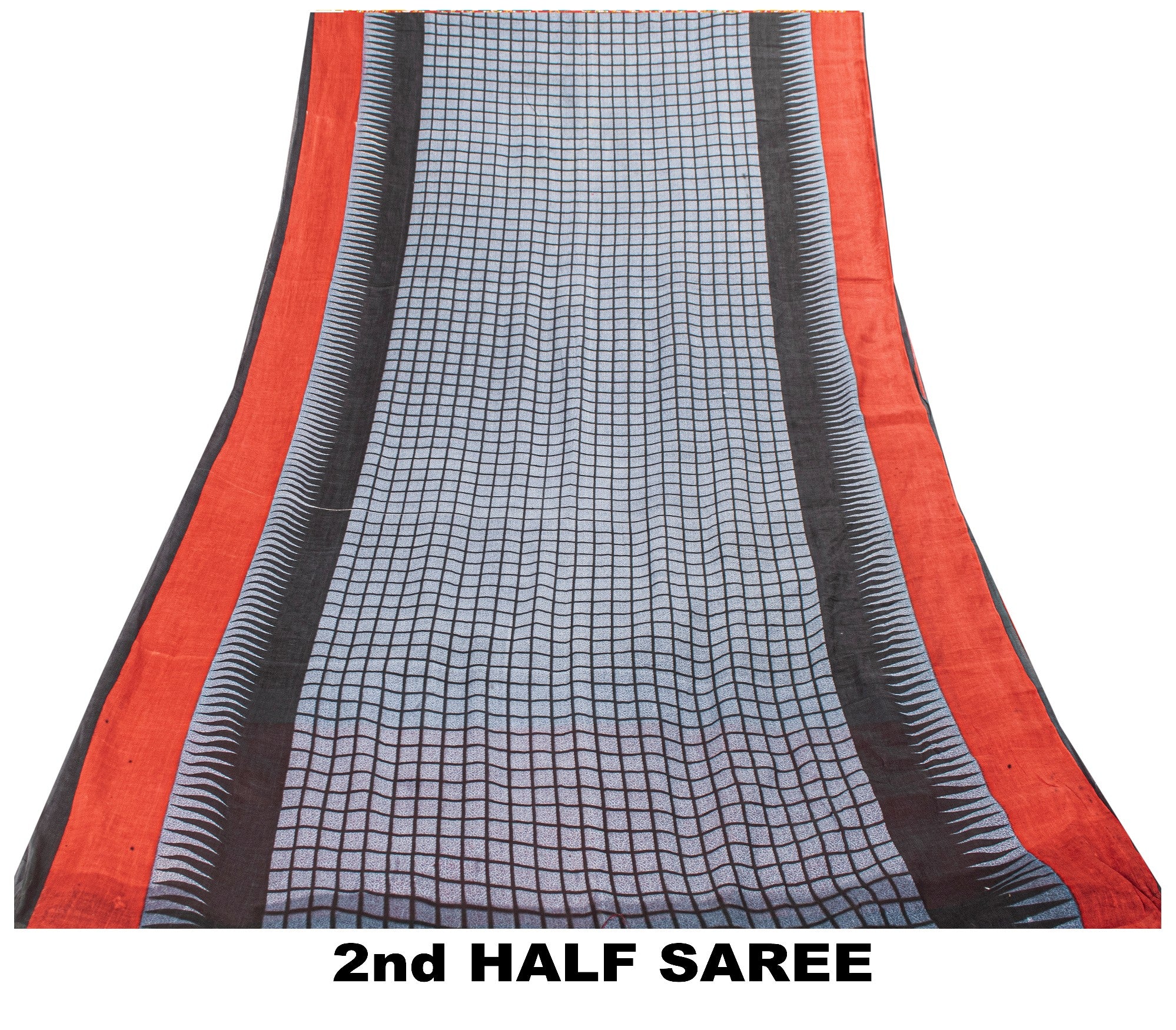 Sanskriti Vintage Gray-Black Pure Cotton Sarees 5.5+YD Fabric Geometric Printed