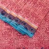 Sanskriti Vintage Red Pure Cotton Sarees Hand EmbroideryKantha Block Print 5.5Yd