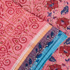Sanskriti Vintage Red Pure Cotton Sarees Hand EmbroideryKantha Block Print 5.5Yd