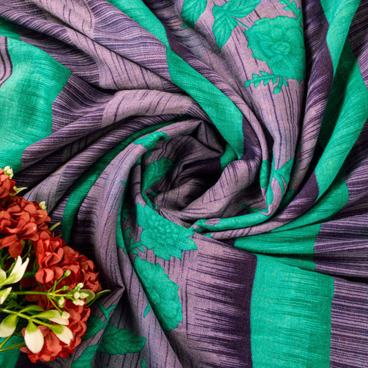 Sanskriti Vintage Orange-Purple Pure Cotton Sarees 5+YD Fabric Floral Print Sari