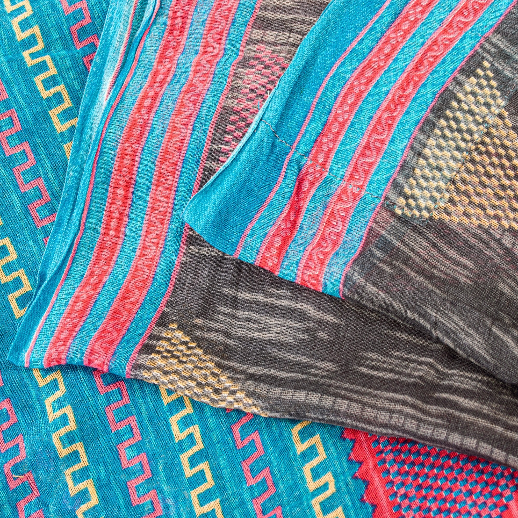 Sanskriti Vintage Blue & Black Pure Cotton Sarees Fabric 5+YD Floral Print Sari