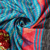 Sanskriti Vintage Blue & Black Pure Cotton Sarees Fabric 5+YD Floral Print Sari