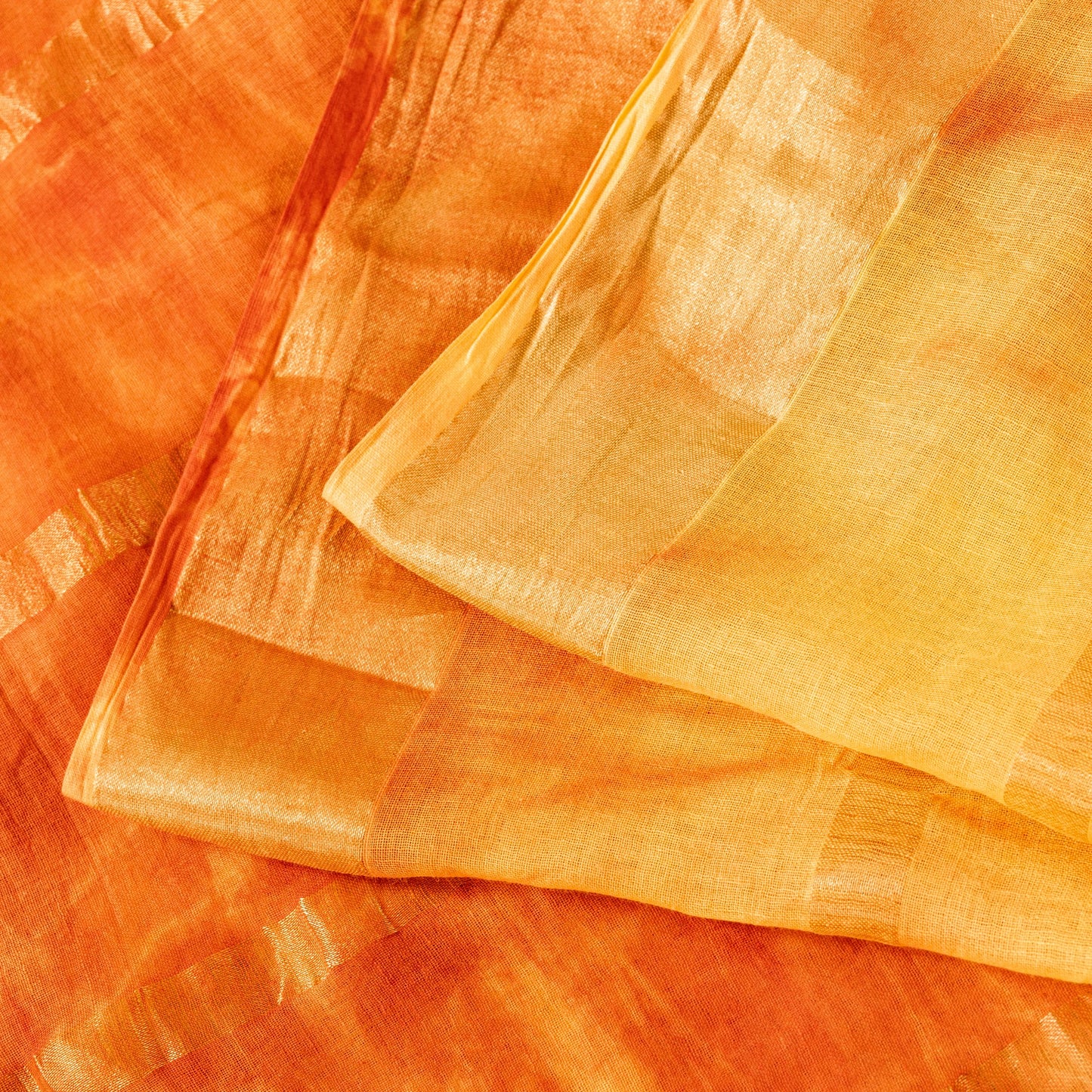 Sanskriti Vintage Yellow-Orange Pure Cotton Sarees Bandhani Tie-Dye 5.5+YDFabric