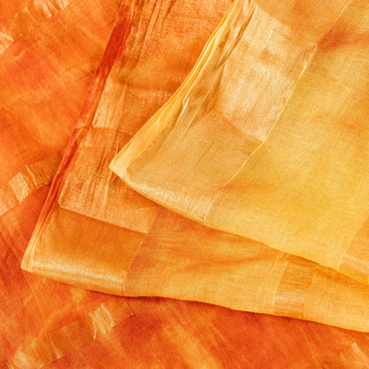Sanskriti Vintage Yellow-Orange Pure Cotton Sarees Bandhani Tie-Dye 5.5+YDFabric