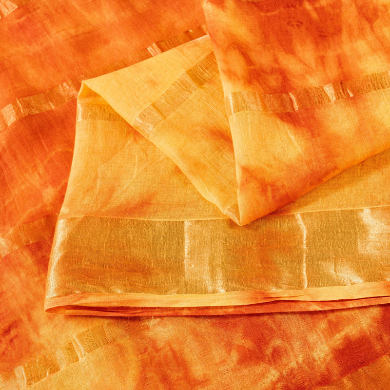 Sanskriti Vintage Yellow-Orange Pure Cotton Sarees Bandhani Tie-Dye 5.5+YDFabric