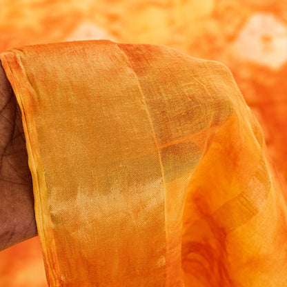 Sanskriti Vintage Yellow-Orange Pure Cotton Sarees Bandhani Tie-Dye 5.5+YDFabric