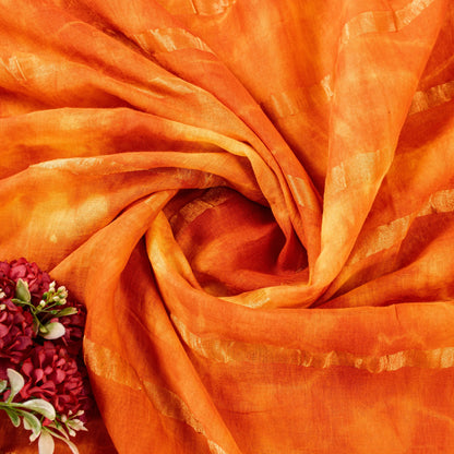 Sanskriti Vintage Yellow-Orange Pure Cotton Sarees Bandhani Tie-Dye 5.5+YDFabric