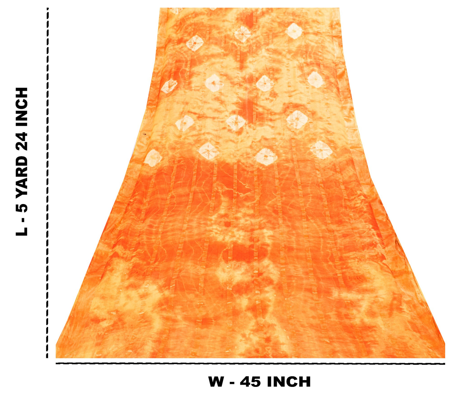 Sanskriti Vintage Yellow-Orange Pure Cotton Sarees Bandhani Tie-Dye 5.5+YDFabric