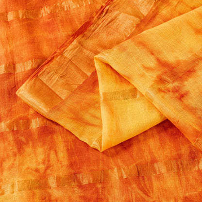 Sanskriti Vintage Yellow-Orange Pure Cotton Sarees Bandhani Tie-Dye 5.5+YDFabric