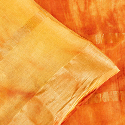 Sanskriti Vintage Yellow-Orange Pure Cotton Sarees Bandhani Tie-Dye 5.5+YDFabric