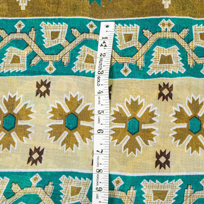 Sanskriti Vintage Blue-Green Pure Cotton Sarees 5+YD Fabric Jamdani Printed Sari